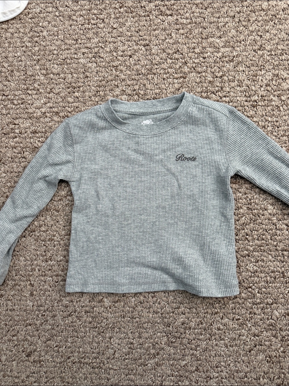 Roots Kids Long Sleeve Waffle Tee - Light Gray